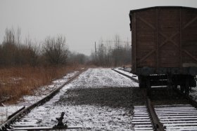 Un vagone sulla "Judenrampe" ad Auschwitz-Birkenau